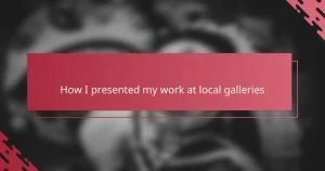 How I presented my work at local galleries