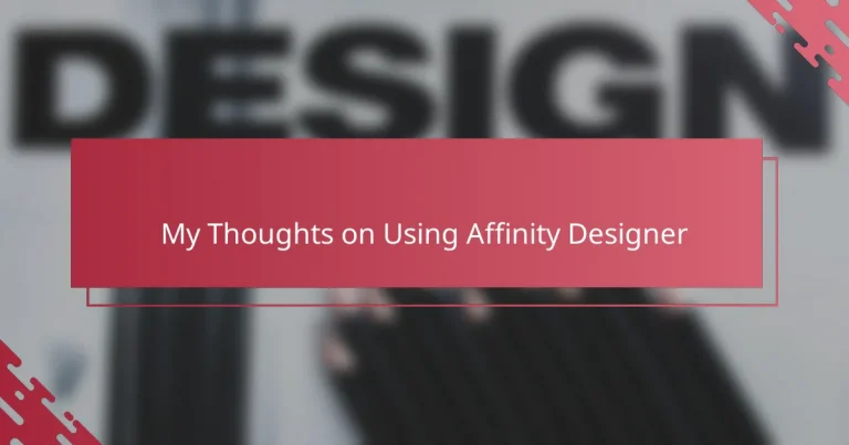 My Thoughts on Using Affinity Designer