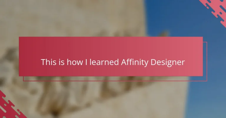 This is how I learned Affinity Designer