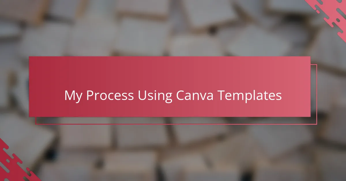 My Process Using Canva Templates