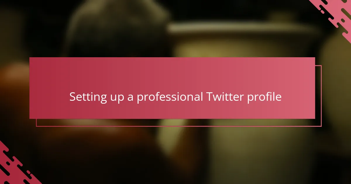 Setting up a professional Twitter profile