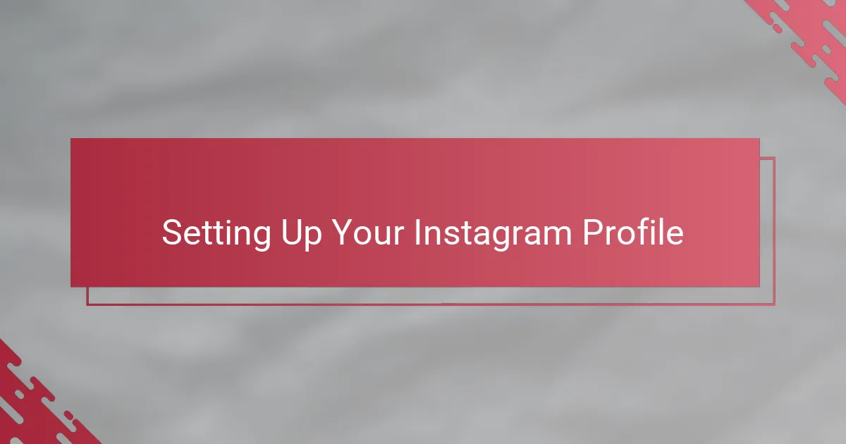 Setting Up Your Instagram Profile