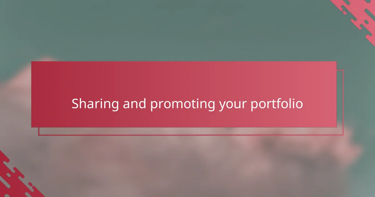 Sharing and promoting your portfolio