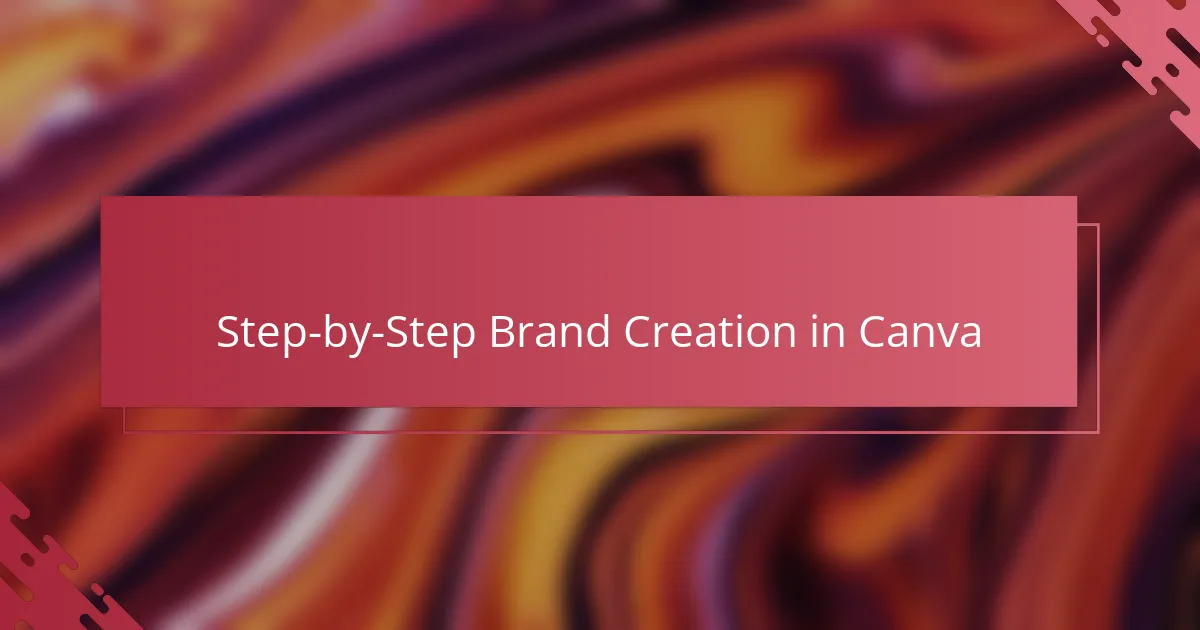 Step-by-Step Brand Creation in Canva